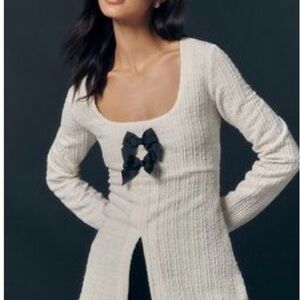 NWT Maeve double bow scooped split front top XL ivory color